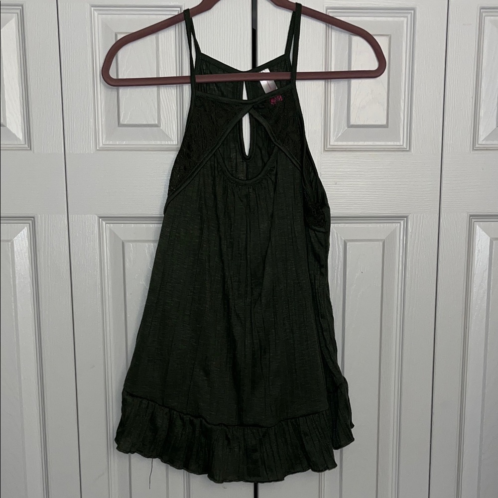 No Boundaries Olive Green Strappy Top